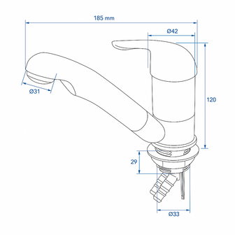 Grifo mezclador ceramico Carino 12V di&aacute;metro 33 mm cromo x5 unidades