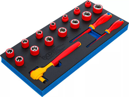 Juego de llaves de vaso y destornilladores VDE 10 mm (3/8) 17 piezas