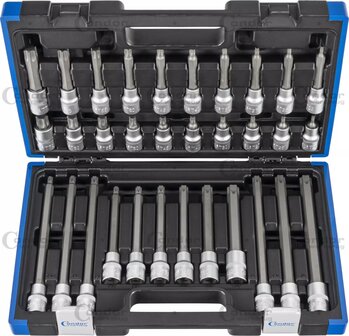 Juego de puntas para llave de vaso 1/2&quot; perfil TP (para Torx Plus) T20 - T70, 32 piezas