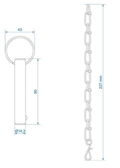 Pasador de bloqueo con cadena diametro 14,3 mm