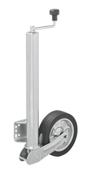 Rueda jockey 570/60 mm con llanta metalica grande y neumatico de goma 220 x 65 mm, plegable 500 kg
