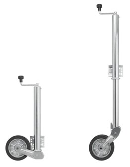 Rueda jockey 570/60 mm con llanta metalica grande y neumatico de goma 220 x 65 mm, plegable 500 kg