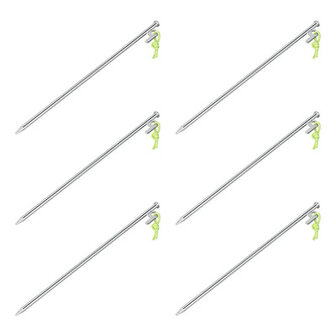 Piqueta para terreno rocoso de 40 cm acero galvanizado con gancho en P Heavy Duty &ndash; set de 6 unidades