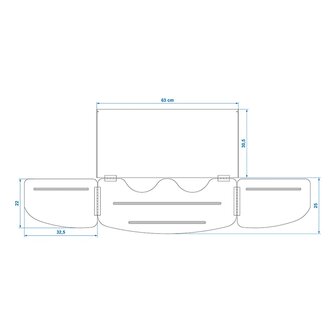 Paraviento de cocina de 3 piezas de acero plegable con placa base 63 x 30,5 x 25 cm