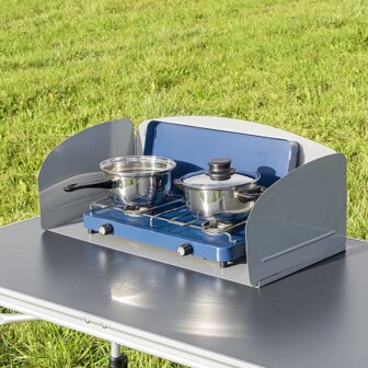 Paraviento de cocina de 3 piezas de acero plegable con placa base 63 x 30,5 x 25 cm