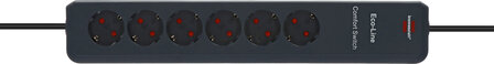 Regleta Comfort Switch 6 tomas antracita 2m H05VV-F 3G1,5
