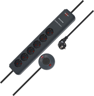 Regleta Comfort Switch 6 tomas antracita 2m H05VV-F 3G1,5