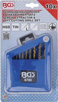 Extractores de tornillos y juego taladros de corte de izquierda HSS titanio-nitrurado 2 