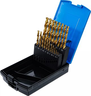 Juego de brocas espirales HSS-G nitrurado de titanio 1 - 10 mm 19 piezas