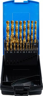 Juego de brocas espirales HSS-G nitrurado de titanio 1 - 10 mm 19 piezas