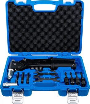 Juego de remachadora para remaches estandar, tuercas remachables y remaches