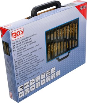 Juego de brocas espirales y escalonadas HSS nitrurado de titanio 1 - 10 mm 231 piezas