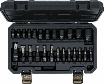 Juego de puntas y llaves de vaso entrada (1/4), (3/8), (1/2) E-Torx / perfil en T (para Torx) 25 piezas