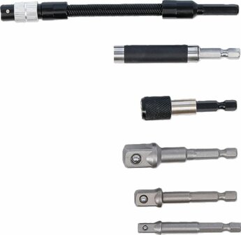 Conjunto de adaptadores y extensiones para taladros electricos 6 piezas