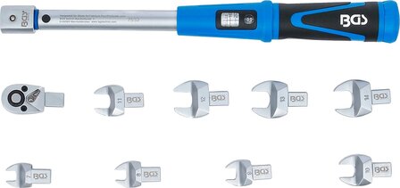 Juego de llave dinamometrica de 9 x 12 mm cabezales insertables 10 - 50 Nm 10 piezas