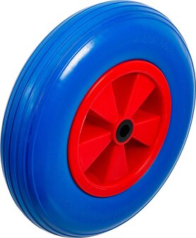 Rueda para carretilla PU rojo / azul 400 mm