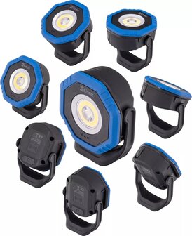 Proyector de bolsillo con carga inalambrica, COB-LED Twin Beam 2 en 1