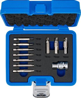 Juego de extractores de tornillos para perfil en T (para Torx) defectuoso T10 - T55 11 piezas