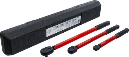 Juego de llave dinamometrica (1/4) 2 - 24 Nm, (3/8) 19 - 110 Nm, (1/2) 28 - 210 Nm 3 piezas