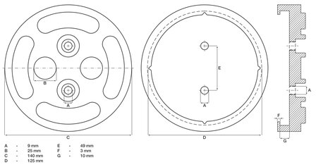 Plato de goma para plataformas elevadoras &Oslash; 140 mm