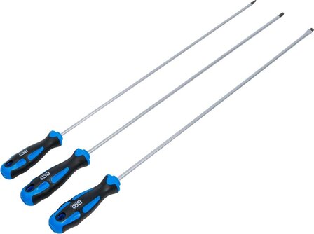 Juego de destornilladores extra largas plano cruz PH perfil en T (para Torx) 3 piezas