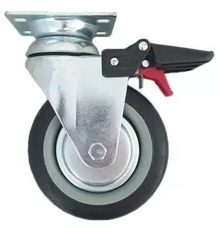 Rueda giratoria de goma con freno para carros de herramientas