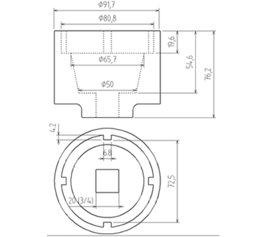 Llave almenada para transmisi&oacute;n para Scania 72/80 mm