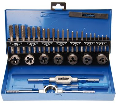 Juego de machos y terrajas M3 - M12 32 piezas