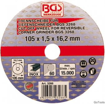 Disco de corte para cortadora BGS 105 x 1,5 x 16,2 mm