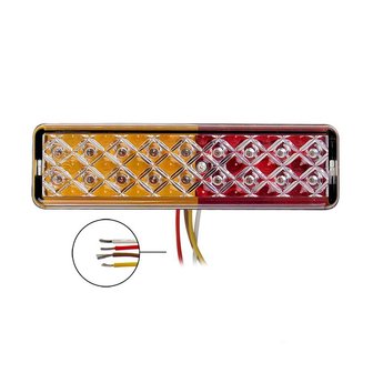 Luz trasera 12 24V 3 funciones 135x38mm LED con soporte negro