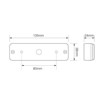 Luz trasera 12 24V 3 funciones 135x38mm LED con soporte negro