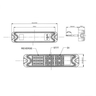 Luz trasera de 5 funciones 192x51mm 21LED