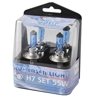 Luz l&aacute;ser azul (blanco) 12V 55W H7, 2 piezas en caja de exposici&oacute;n