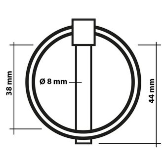 Pin pasador de enganche de 8mm con anillo piezas x2 