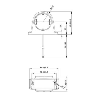 Ancho luz roja blanca 68x62mm 8LED
