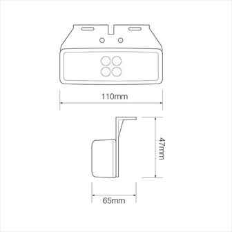 Luz roja para posici&oacute;n trasera de 12/24V y LED de 110x40mm con soporte