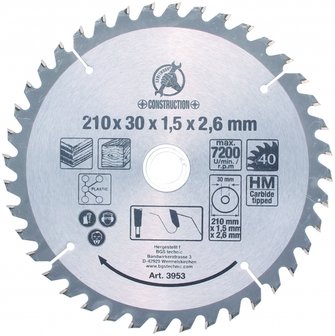 Hoja de sierra circular con puntas de carburo, diametro 210 mm