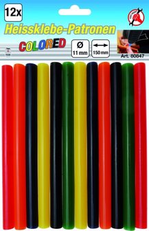 12 piezas de Barras de Pegamento Termofusibles Coloreadas, 11 mm