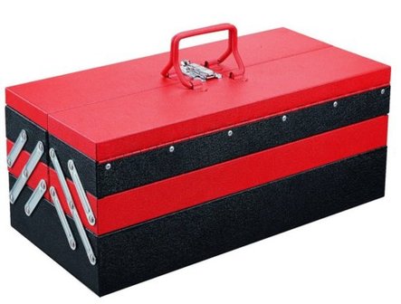 caja de herramientas de metal con 5 compartimientos