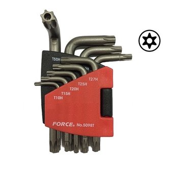 Llave Torx perforado juego 9 codos macho