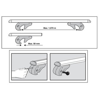 Portaequipajes de techo de aluminio de 120 cm y 90 kg