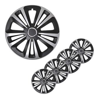Tapa de ruedas Terra plateado/negro de 16 pulgadas x4 piezas