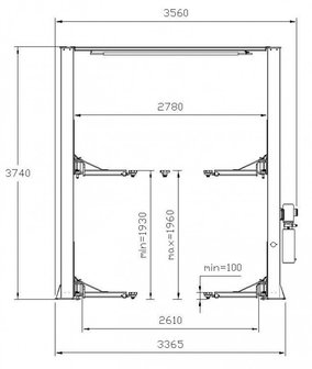 Puente elevador de 2 columnas 4 t 230 v con conexi&oacute;n superior