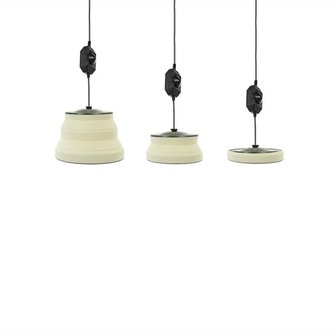 Lampara colgante LED plegable de silicona blanca de 20 cm de diametro.