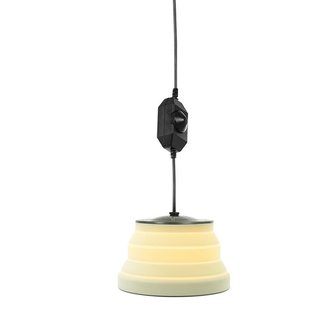 Lampara colgante LED plegable de silicona blanca de 20 cm de diametro.