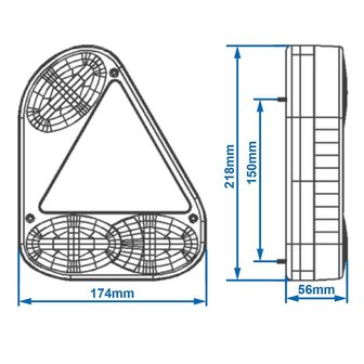 Luz trasera 5 funciones 218x174mm derecha