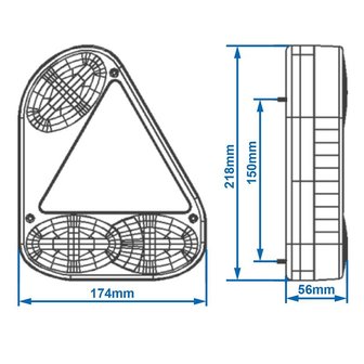 Luz trasera de 5 funciones 218x174mm derecha