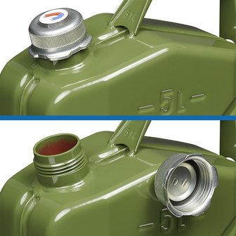 Jerry can 5L metal green with magnetic screw cap UN- &amp; TuV/GS-approved