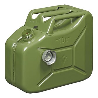 Bidon de 10L de metal verde con tapon de rosca magnetico homologado por la ONU y TuV GS