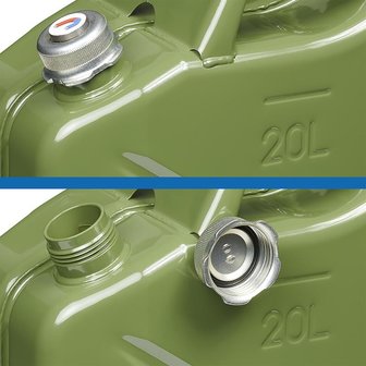 Bidon de 20L metalico verde con tapon de rosca magnetico homologado por la ONU y TuV GS